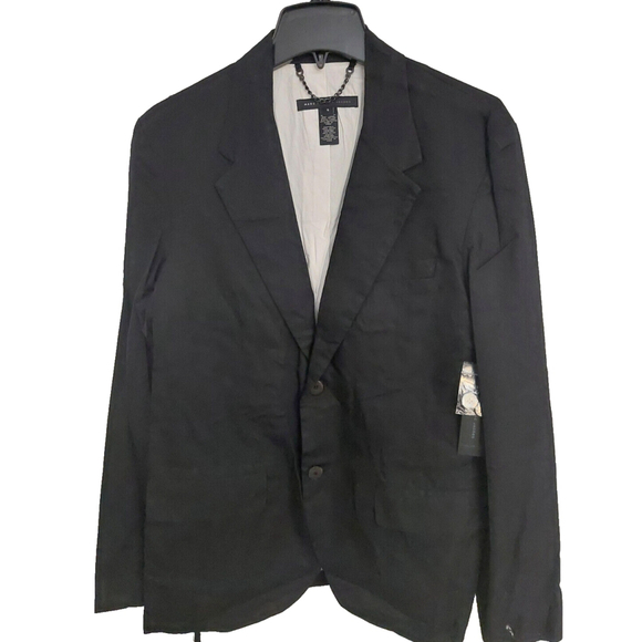 Marc by Marc Jacobs Mens Black Lined Cotton Blazer Suit Jacket Sz Small - Picture 3 of 16